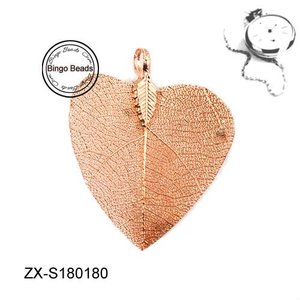 Joyería de dama de honor, collar de hoja Real, colgante de hoja de <span class=keywords><strong>Aspen</strong></span>, bañado en Oro collar de oro de 24k, collares de damas de honor, dijes - Product Image 1