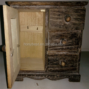 רטרו במצוקה תיק תכשיטים מעץ 3 מגירות - Product Image 2