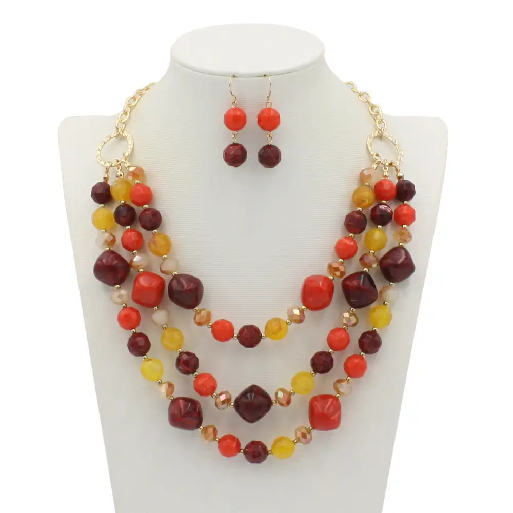 Multicolor swirl gold chains jewelry resin beaded necklace