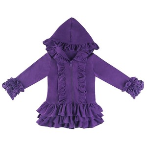 Soft <strong>Winter</strong> <strong>Girl</strong> Zip up Hoodie Custom Hoodie Printing Kids Ruffle <strong>Coats</strong> - Product Image 4