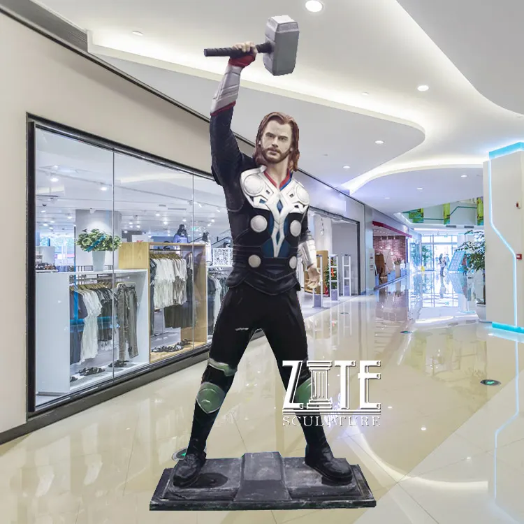 Maßge schneiderte lebensgroße Harz Marvel Action figur Fiberglas Thor Statue