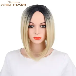 Aisi волосы оптом дешевые короткие прямые парики в стиле Боб Косплей Омбре светлые волосы парики жаростойкий боб парик для женщин