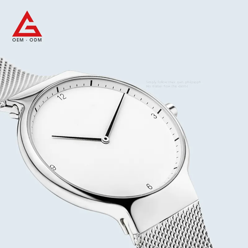 Custom design logo ultra slim movement thinnest watch