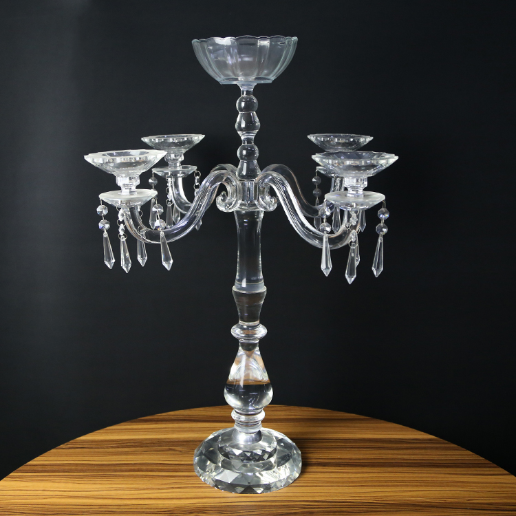 5 ветвей, оптовая продажа, Свадебный хрустальный канделябр, подвесной стеклянный шар, подсвечник