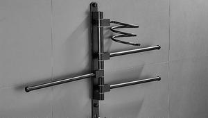 Portasciugamani pieghevole in acciaio inossidabile <span class=keywords><strong>salvaspazio</strong></span> nero girevole con <span class=keywords><strong>porta</strong></span> asciugacapelli per uso <span class=keywords><strong>bagno</strong></span> - Product Image 2