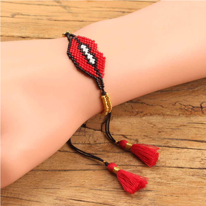 Bracelet à breloques en perles MGB, fermoir réglable, 2 couleurs, fait à la main, double couche, rouge, chine fabricant fournisseur