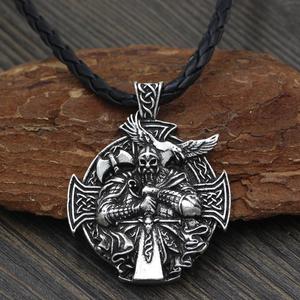 Collane Amuleto Runa dei <span class=keywords><strong>Vichinghi</strong></span> Norreni con Cordino in Pelle e Nodo Animale, Tipo Catena per Matrimoni, <span class=keywords><strong>Gioielli</strong></span> <span class=keywords><strong>Vichinghi</strong></span> - Product Image 1