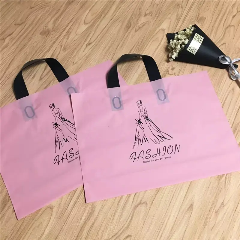 Custom design plastic flexible loop handle bag ldpe shopping carrier bag for dancing shoes