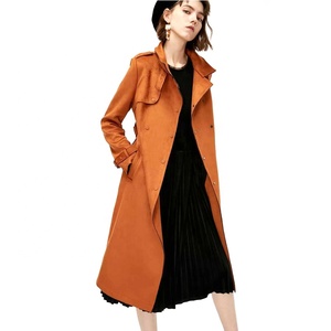 Puro Otoño de manga larga chaqueta botones marrón <span class=keywords><strong>largo</strong></span> <span class=keywords><strong>abrigo</strong></span> <span class=keywords><strong>Mujer</strong></span> - Product Image 1