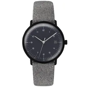 Custom Logo Dome Watch Men Leather Watch High Quality Minimalist Slim Watch Classic Vintage