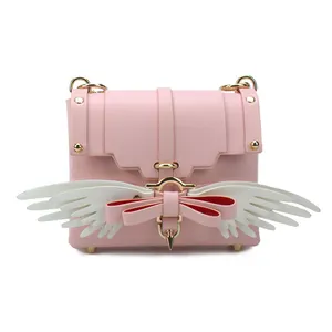 2022 Individual Angel Wings Tote Bag with Different Cute Decoration Wholesale PU Leather Fashion Lady Shoulder Messenger Bag