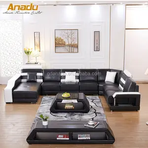 Ultime soggiorno mobili di design di componibile in pelle a forma di U arabo majlis divano