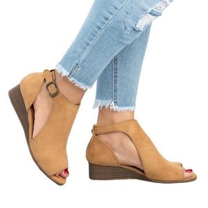 Sandales compensées à boucle de cheville pour femmes Gladiateur Sandales à bout ouvert pour femmes Chaussures d'été décontractées Taille 43