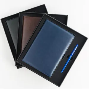 Affari di modo riunione notebook in pelle logo personalizzato notebook set per il regalo