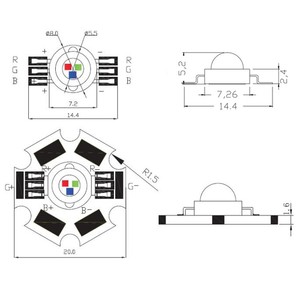 Bán 30mil 3 Wát công suất cao RGB <span class=keywords><strong>LED</strong></span> với PCB/Màu Đỏ màu xanh lá cây màu xanh RGB 3in1 3 Wát High <span class=keywords><strong>Power</strong></span> <span class=keywords><strong>LED</strong></span> - Product Image 2