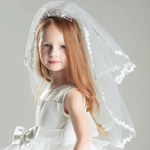 Boutique all'ingrosso bambini velo fiore ragazza veli da sposa partito bambino bambini ragazze pizzo velo da sposa