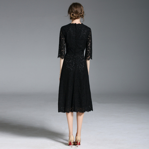 Negro manga larga señoras maduras vestido - Product Image 2