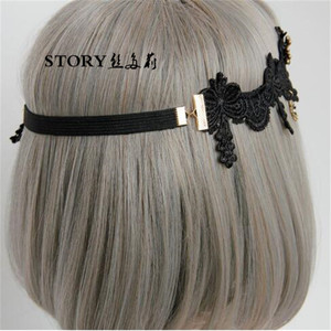 Vintage Halloween Devil Gothic <span class=keywords><strong>Queen</strong></span> pizzo fiore con perline corona Tiara elastico fascia per capelli - Product Image 3