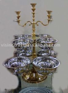 Metal Candelabra with Serving <b>Bowl</b> Attachment Handmade for Wedding Parties - Product Image 2