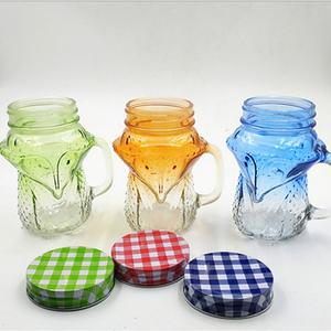 Diseño de <span class=keywords><strong>Moda</strong></span> barato 450 mL forma búho cristal claro Mason Jar - Product Image 1
