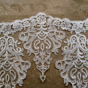 Cordão de bordado branco de renda, para véu de casamento vários tipos de tecido de <span class=keywords><strong>organza</strong></span>, laço suíço, branco e dtm - Product Image 2