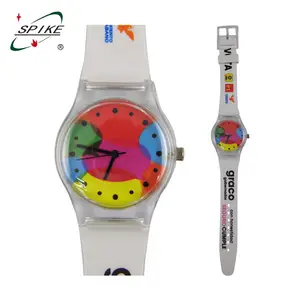 OEM factory price thin case wrist watch nickel free plastic watch, custom printing gift watch