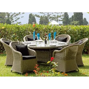 Muebles de patio de mimbre de resina para exteriores, juegos de mesa y silla de comedor, 7 Uds.