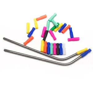 BPA free reusable silicone straw tips for stainless steel straw
