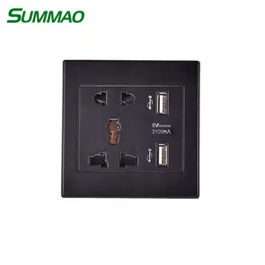 Hotel Color negro blanco Espana eléctrico Multi Socket 2 USB 3 Pin Outlet Reino Unido eléctrica Universal enchufe de pared