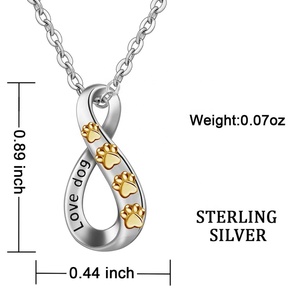 Argento 925 gioielli personalizzati dichiarazione amante del cane <span class=keywords><strong>zampa</strong></span> del cane del pendente della collana dei monili del cane - Product Image 5