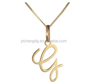 14k Yellow Gold Spanish Alphabet Necklace Script Initial G Pendant Necklace