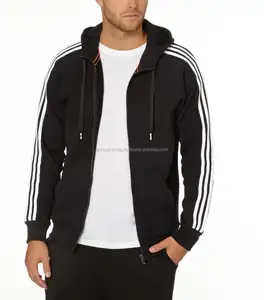 men's zip up hoodies with sports striped sleeves