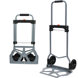 Chariot d'aéroport pliable en acier avec frein à deux roues chariot à main pliable chariot à main à bagages