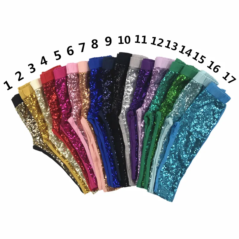 Bán Buôn Bé Gái Sequins Xà Cạp Sáng Bóng Sequins Trẻ Em Quần