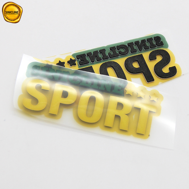Sinicline спортивные 3d этикетки для одежды, 3d ТПУ буфы, пользовательский тисненый теплопередающий винил