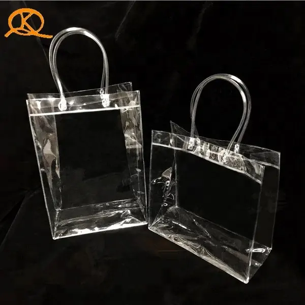 ビキニ用の新しいデザインの小さなビニールクリアPVCプラスチックトートキャリーバッグ