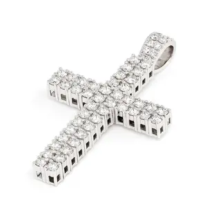 LOZRUNVE Große zweireihige glänzende Zirkonia große Punk Dubai Diamant CZ Kreuz Anhänger Schmuck für Halskette
