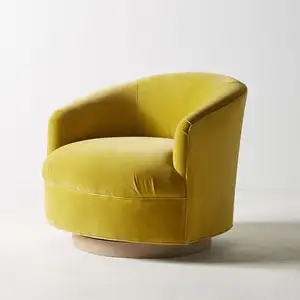 Modern Velvet Fabric Golden Stainless Steel Base Swivel Sofa Accent Leisure Chair For Home Hotel Reception room Furniture