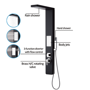 <span class=keywords><strong>Colonne</strong></span> <span class=keywords><strong>de</strong></span> <span class=keywords><strong>douche</strong></span> en alliage d'aluminium peint noir Gentory 2025 avec grand jet <span class=keywords><strong>de</strong></span> pluie supérieur et jets latéraux - Product Image 2