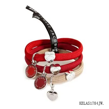 Pulsera de dijes de metal con logo personalizado para mujer, coletero, lazos para el cabello, banda elástica para el pelo, diadema para mujer