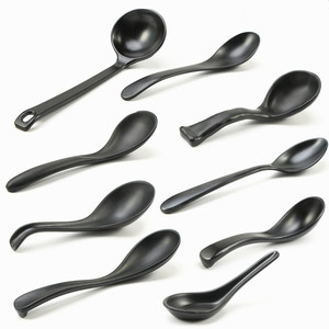Wholesale Black Kitchen <strong>Spoon</strong> Restaurant Melamine Dinner Noodle <strong>Ramen</strong> Plastic <strong>Spoon</strong> - Product Image 3