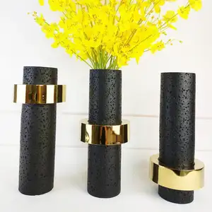 Black Lacquer Resin Vase Metal Vases For Centerpieces Decorative Vases For Hotels