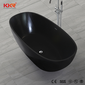 Otel mobilya reçine banyo <span class=keywords><strong>1400mm</strong></span> mat siyah yüzey akrilik ayaklı küvet - Product Image 3