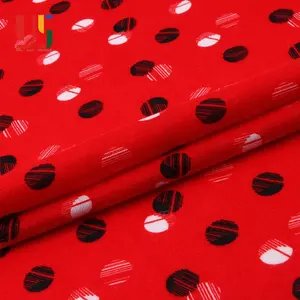 Polyester Poly Gesponnen Zachte Rode Digitale Afdrukken Polka Dot Stretch Gedrukt Single Jersey Stof