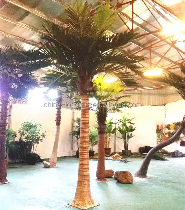 LSD-170313022 plastic fake coconut tree branches artificial palm tree leaves artificial coconut tree leaf