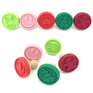HY silikon kurabiye damgası kesici DIY pasta kek çerez mühür kalıpları ahşap saplı bisküvi baskılar kalıpları - Product Image 5