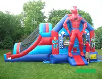 Spiderman Petualangan Inflatable Combo/Superhero Bounce House dengan Slide/Moonwalk Bouncer untuk Dijual