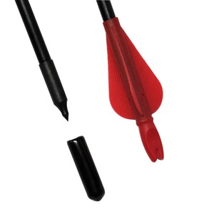 Flechas de fibra de vidrio de 30 pulgadas con pluma roja de plástico, para tiro con arco y caza - Product Image 3