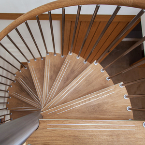 Tiêu chuẩn Mỹ trong nhà xoắn ốc cầu thang với thanh thép không gỉ cầu thang lan can và gỗ Tread - Product Image 6