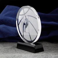Trophées de sport NBA personnalisés en cristal transparent de haute qualité pour la récompense MVP, gravés sur mesure, vente en gros